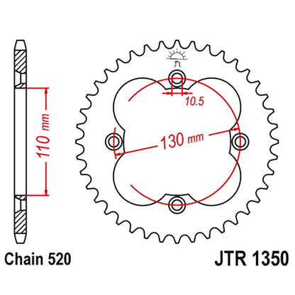 38 Tooth Rear Steel Sprocket for Honda ATC250R (1986) JTR1350.38e