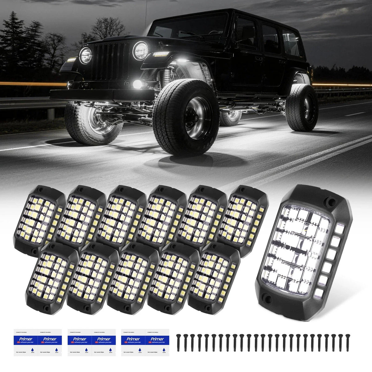 12 Pod White Rock Light Kit for Off-road Vehicle Truck ATV SUV