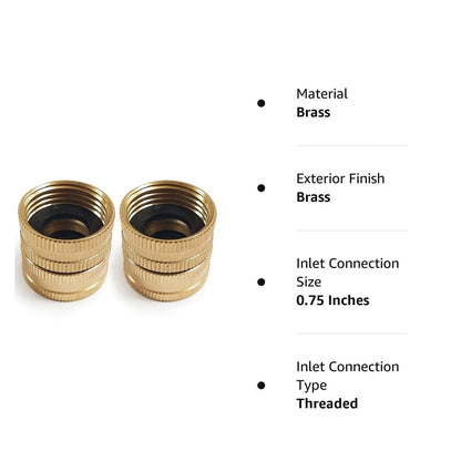 2X Brass Garden Double Female Swivel Connector for Garden Hose