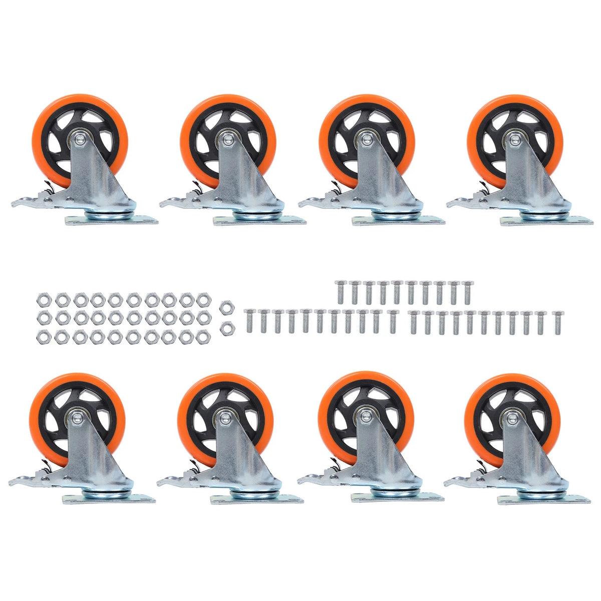 Set of 8 Heavy Duty 4-Inch Swivel Caster Wheels with Dual Locking