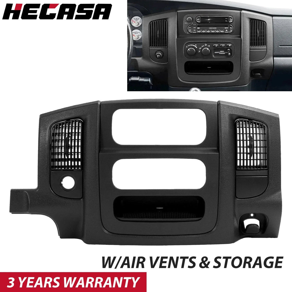 Center Dash Radio Bezel Climate Trim Panel Vent for Dodge Ram 1500 2500 (2002–2005)