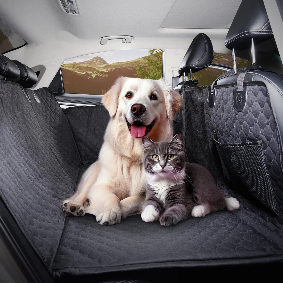 Dog Car Seat Cover Hammock for Pets Waterproof 600D (2VBDGE)