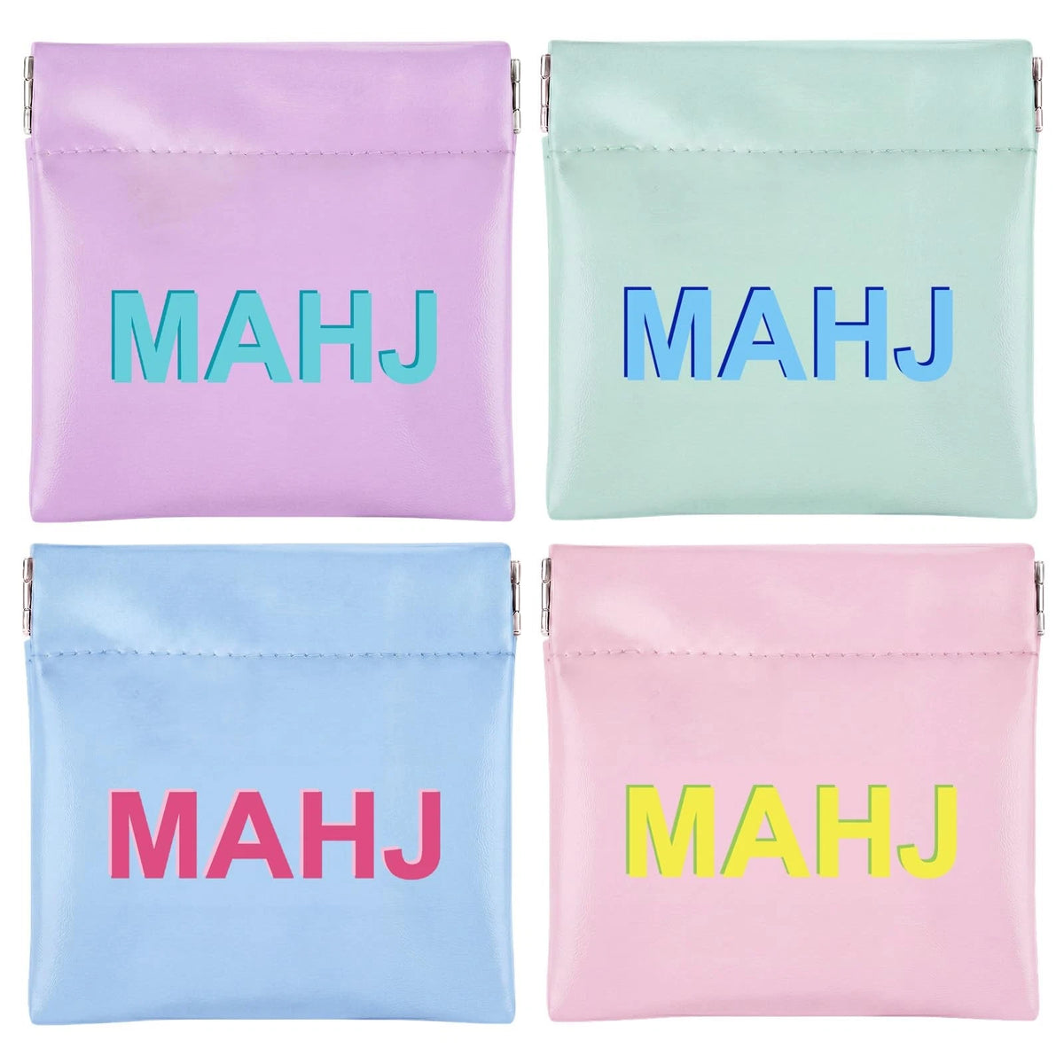 Mahjong Dice Bags Set of 4 PU Squeeze Mini Pouch 3.8 x 3.9 in