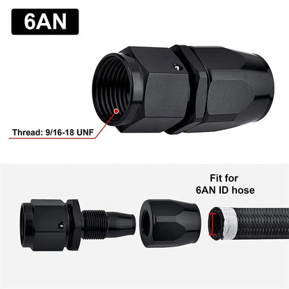2PC AN6 Straight Swivel Hose End Fitting Adaptor for Oil Fuel Line (Fit)