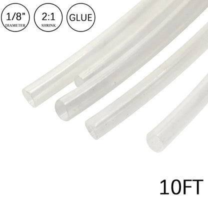 2:1 Heat Shrink Tubing 1/8" 10FT Clear Waterproof Dual Wall Wires Wrap