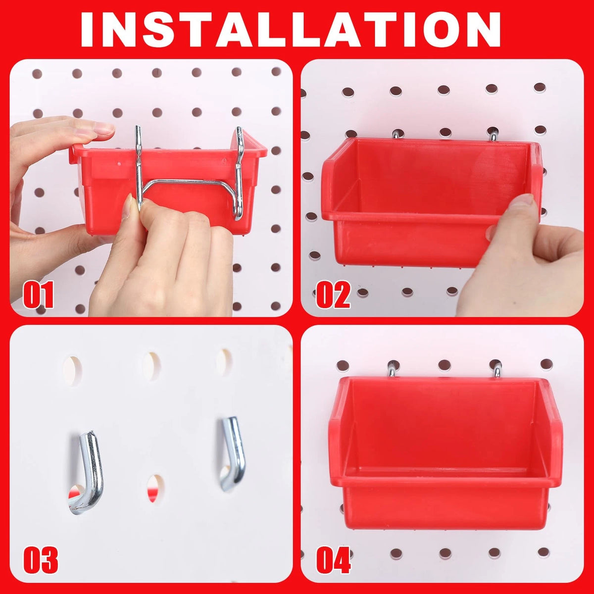 20 Pcs Pegboard Bins and Cups Set for Organizing Tools and Accessories
