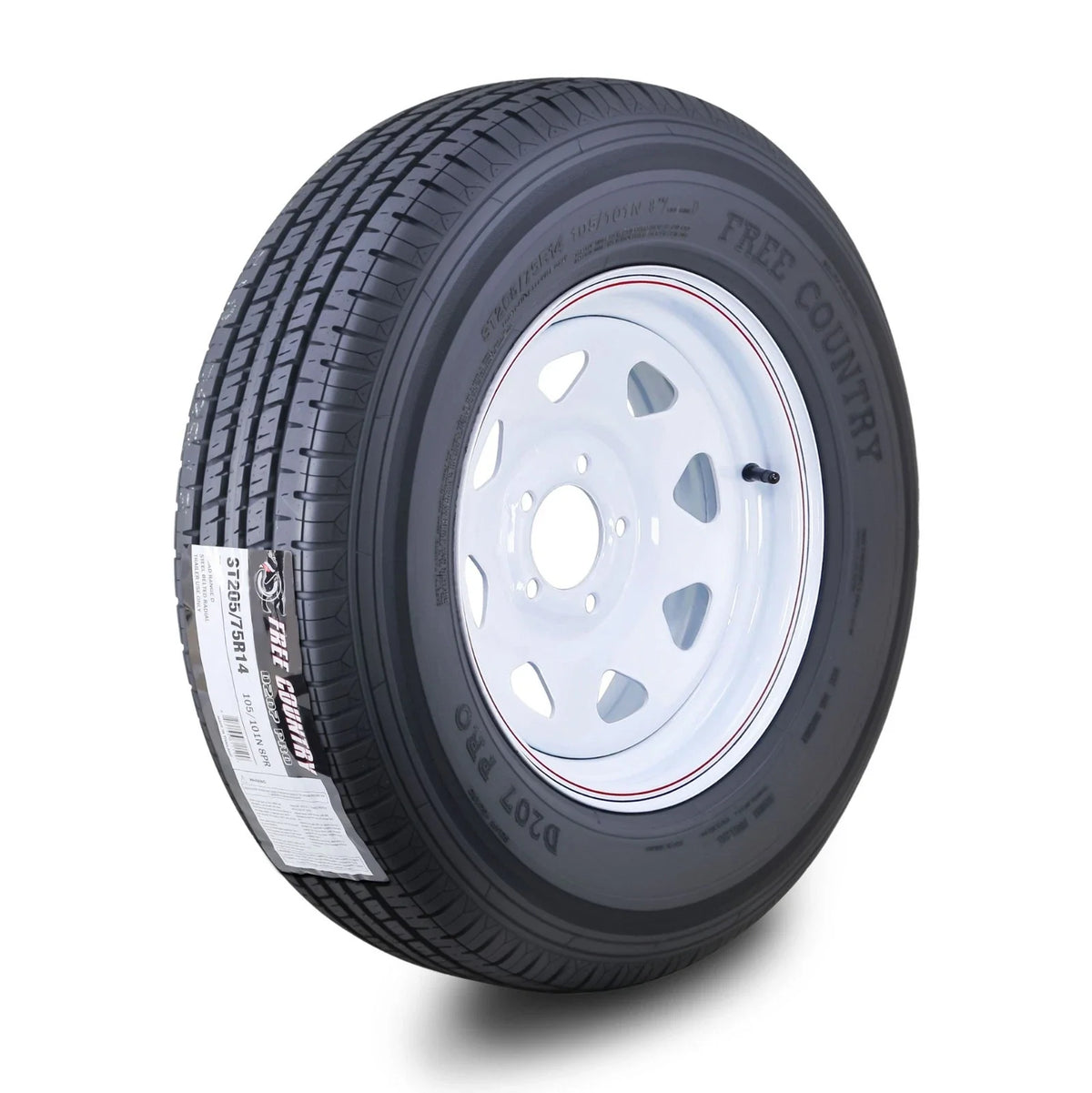 Free Country ST205/75R14 8-Ply Trailer Tire Rim 5 Lug x 4.5" (D 105M)