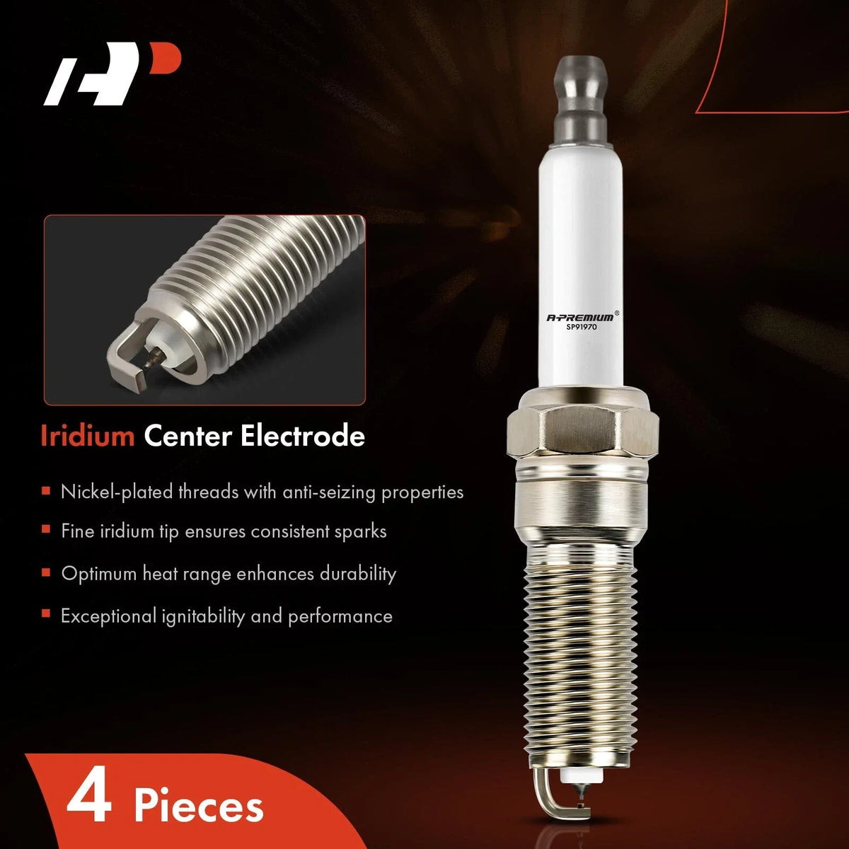 Set of 4 Iridium Platinum Spark Plugs for Chevy Equinox Malibu (2016–2020)