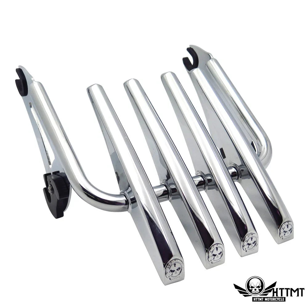 Chrome Skull Detachable Stealth Luggage Rack for Harley Touring (2009–2018)
