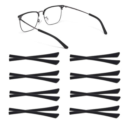 8 Pairs Eyeglass End Tips for Glasses Soft Silicone Black