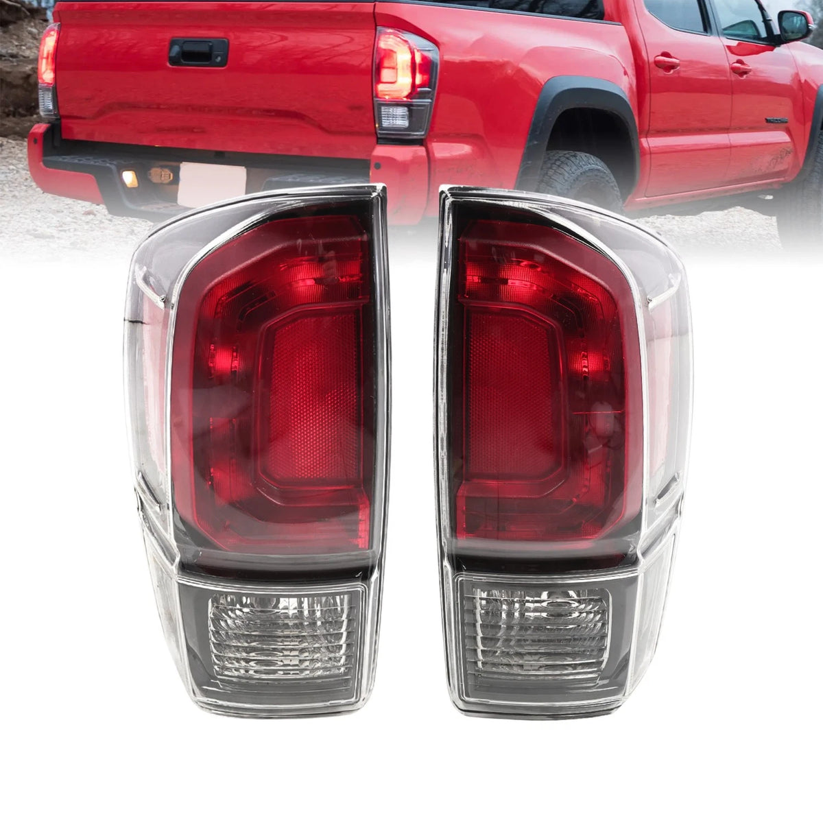 Pair Black Tail Lights for Toyota Tacoma (2016–2023) TO2800201, TO2801201
