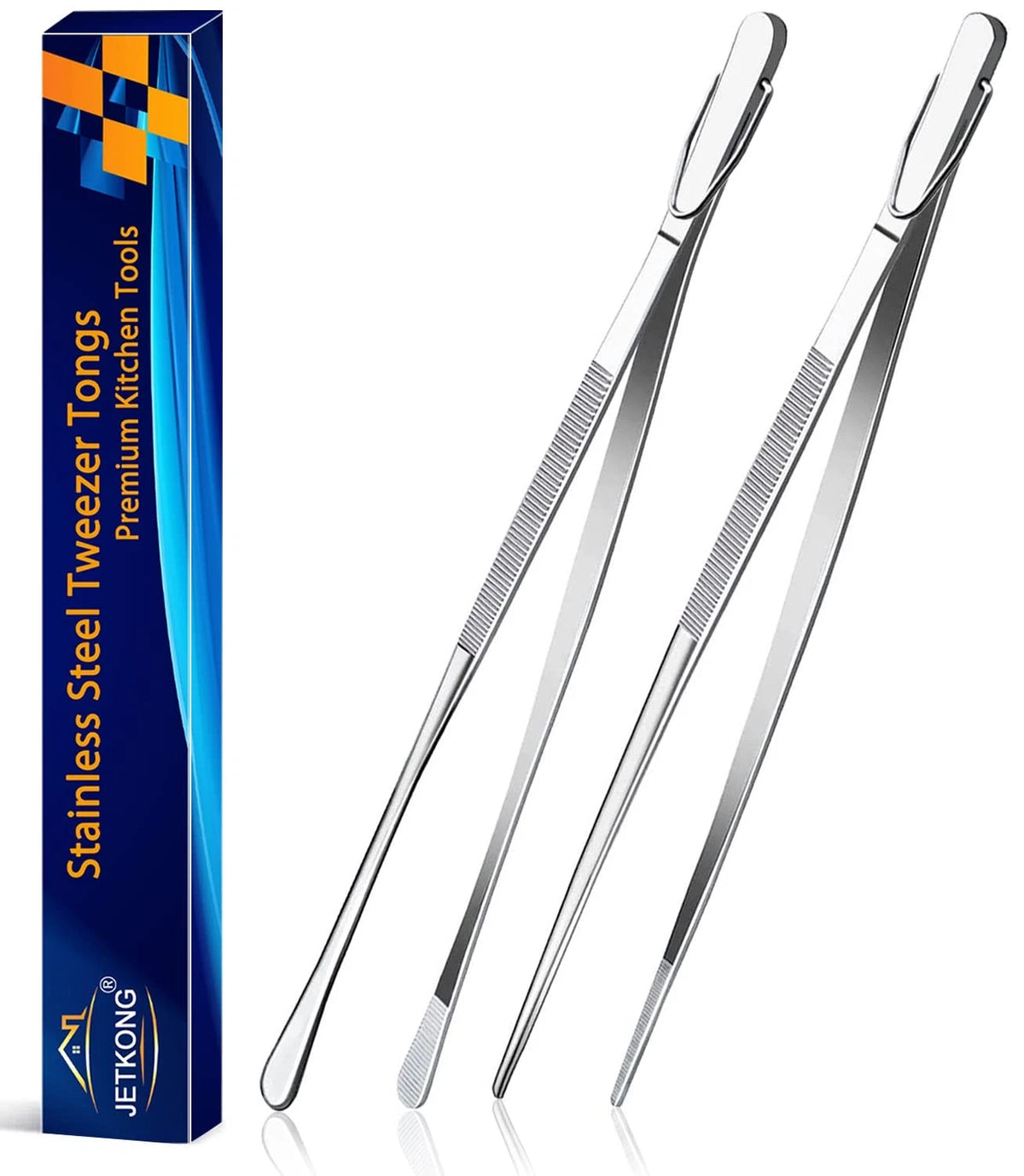 2X 12-Inch Kitchen Tweezers Tongs for Cooking and Grilling