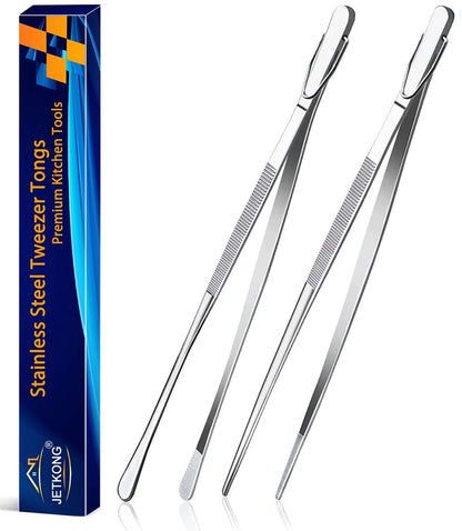 2X 12-Inch Kitchen Tweezers Tongs for Cooking and Grilling