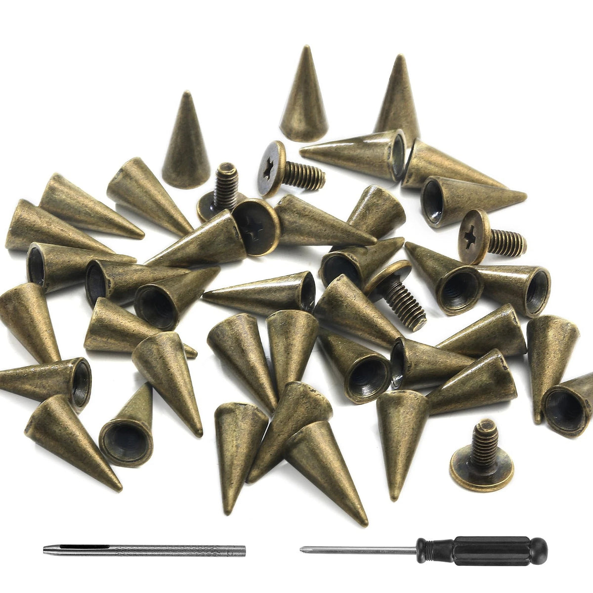 Set of 100 Metal Screw Back Rivets for Punk DIY 12mm Spikes and Studs