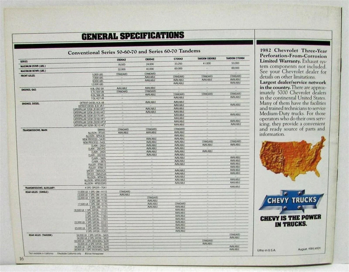 Sales Brochure for Chevrolet Medium Duty Trucks (1982)