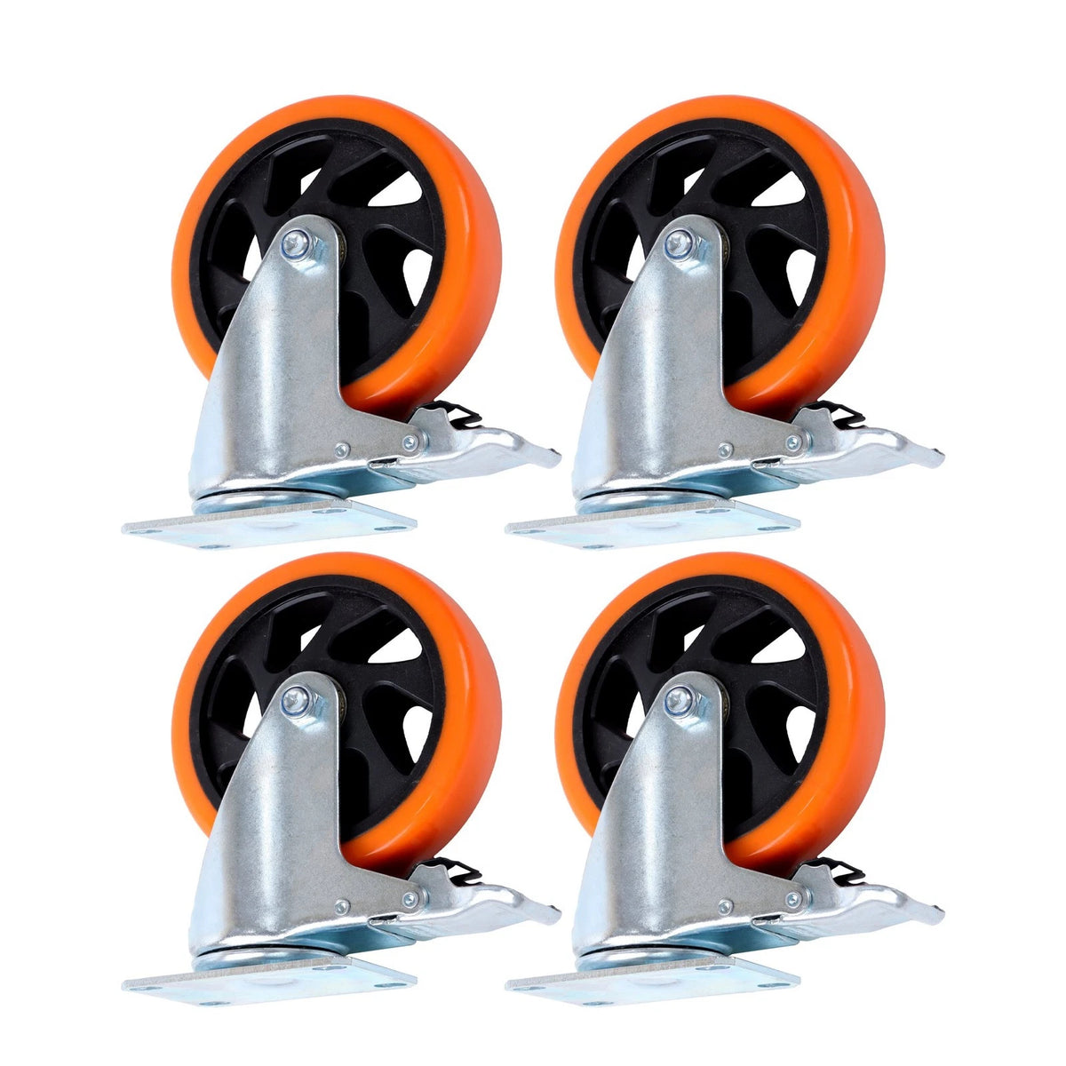 Set of 4 Heavy Duty 5 Inch Swivel Caster Wheels with Dual Locking