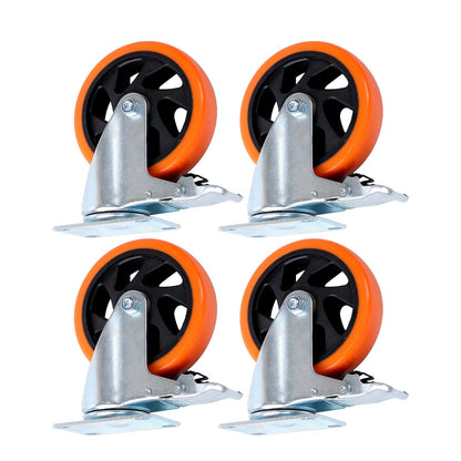 Set of 4 Heavy Duty 5 Inch Swivel Caster Wheels with Dual Locking
