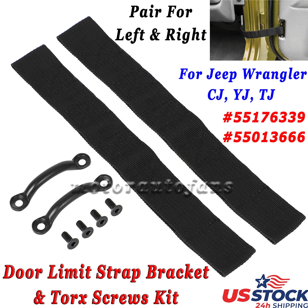 Footman Loop Door Limit Strap Bracket Kit for Jeep Wrangler (CJ YJ TJ) 55176339, 55013666
