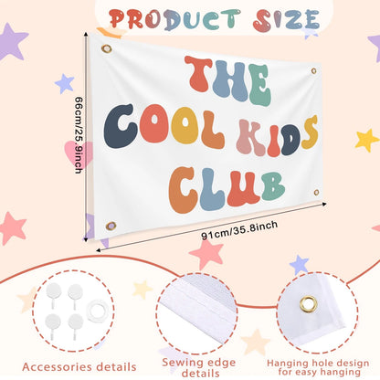 Cool Kids Club Wall Banner for Playroom Decor (36 x 26 Inch)