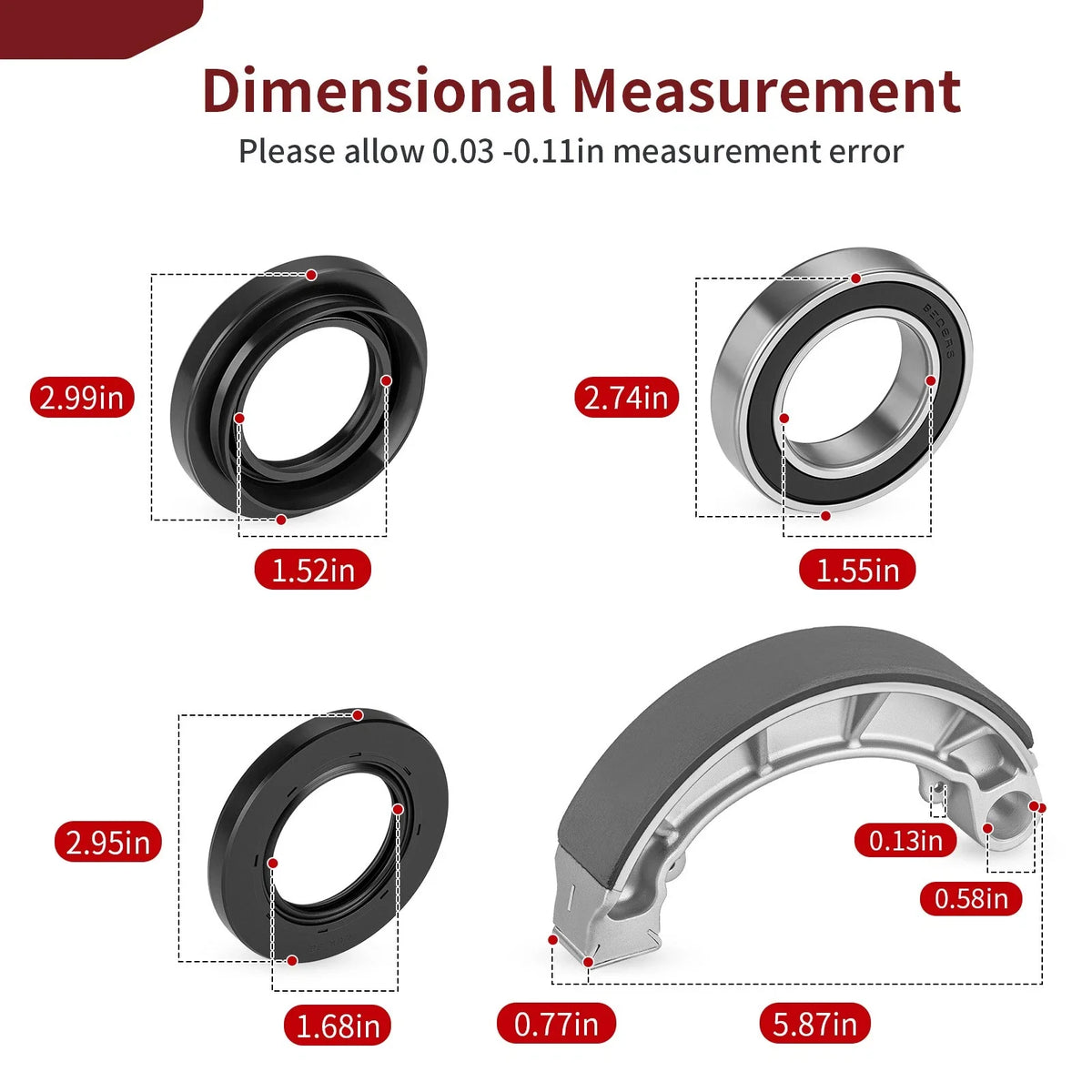 Rear Brake Drum Bearing Seals Shoes Kit for Honda Rancher 420 TRX420FPM (2007–2013)