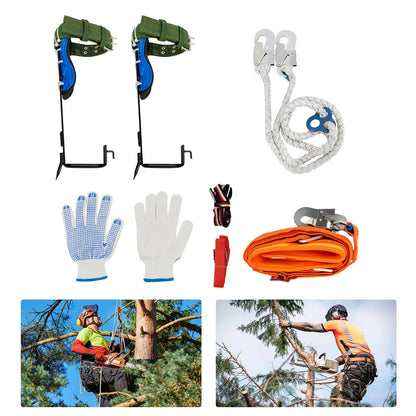 2 Gears Tree Climbing Spike Set with Adjustable Rope Lanyard Safety Belt