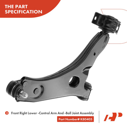 Set of 8 Front Control Arm & Ball Joint Assembly for Ford Focus (2000–2004) YS4Z3280CB, YS4Z3A130AA, YS4Z3A130CB, YS4Z3A130BA, EV419, ES3587, ES3588, K80405, K80406, K9863