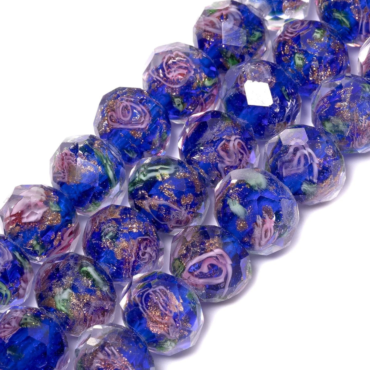 Handmade Rose Lampwork Beads for Jewelry Making (810mm Dark Blue Murano Glass)