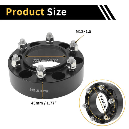 2Pcs Wheel Spacers 6x139.7mm M12x1.5 for Toyota 4Runner (1989–2023)
