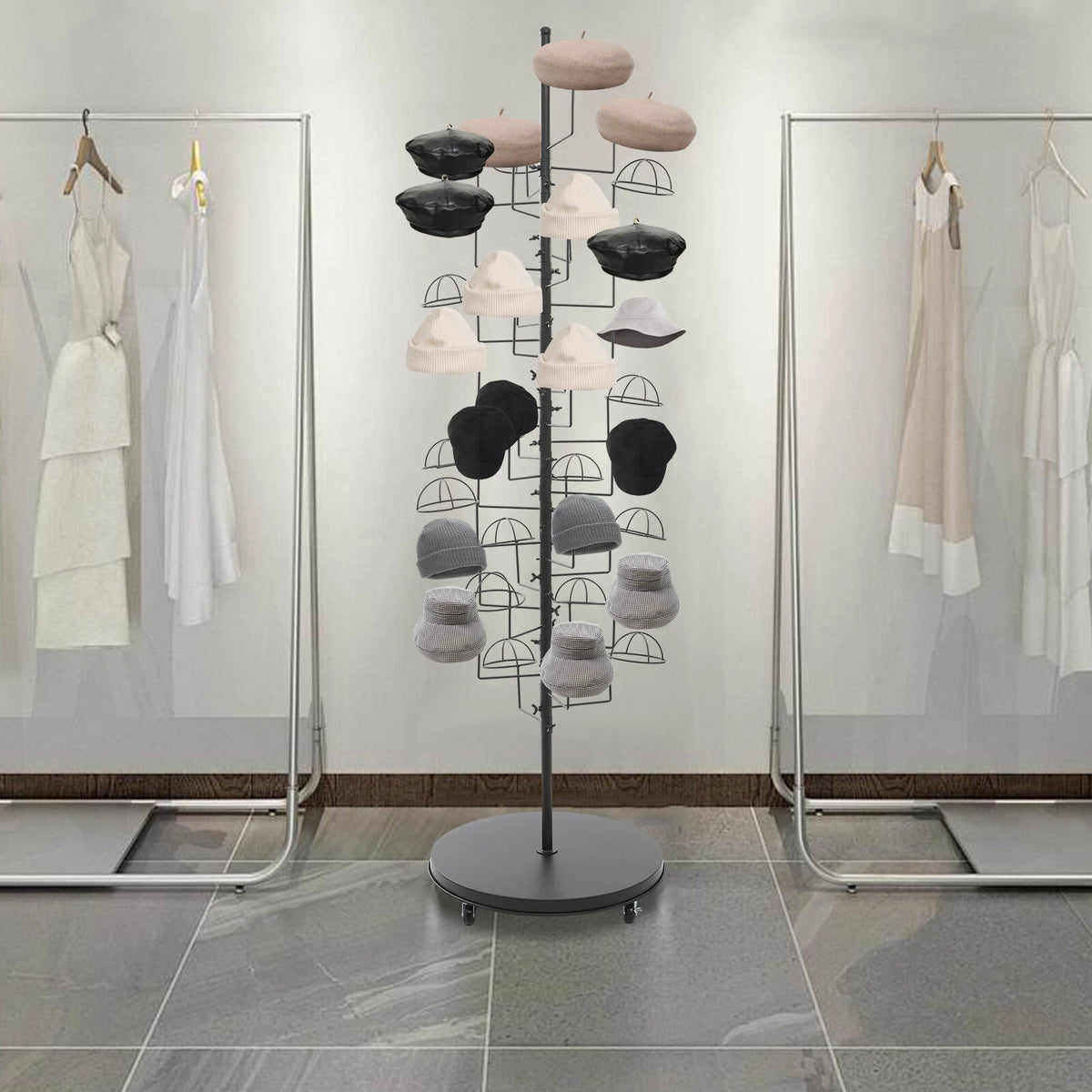 35 Hat Rotating Display Rack for Caps and Headwear