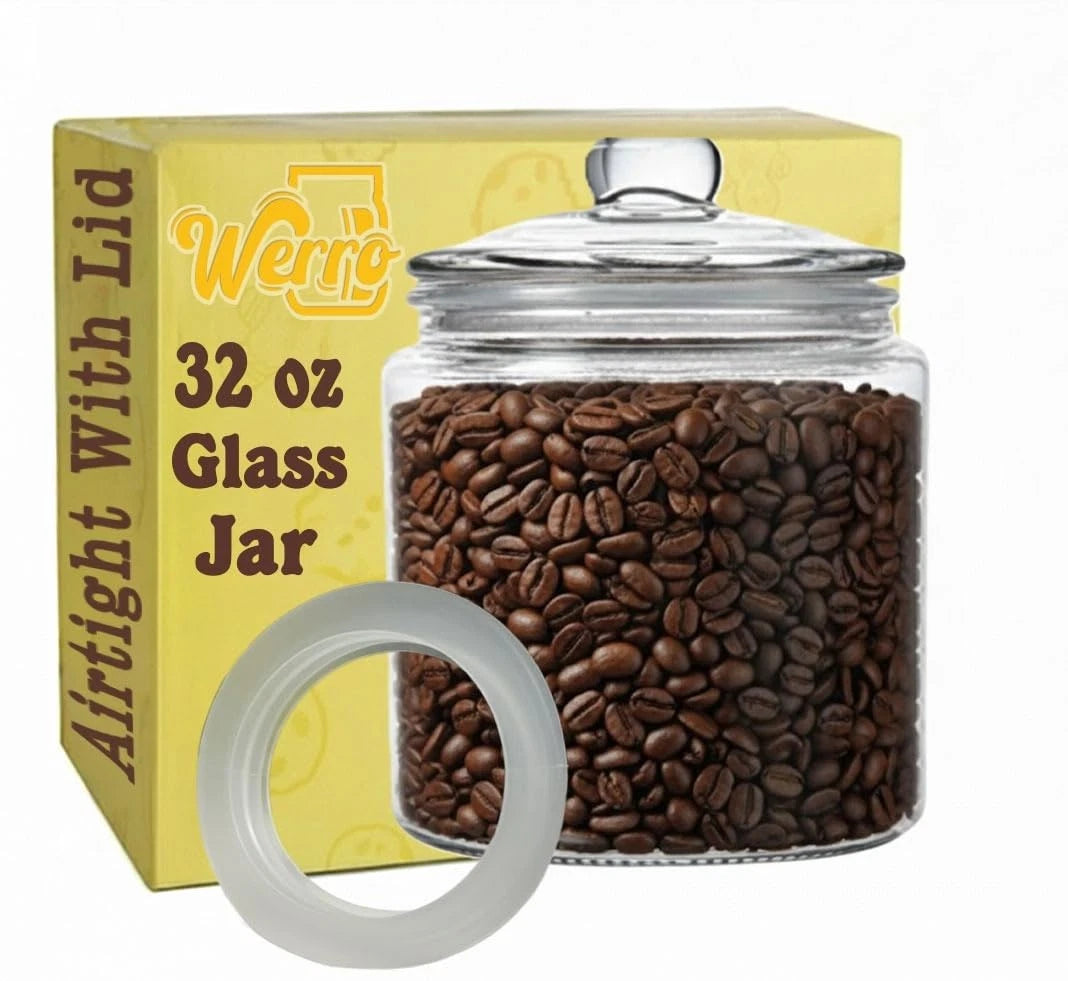 32 oz Glass Coffee Jar for Kitchen Storage (No Year Range Specified)