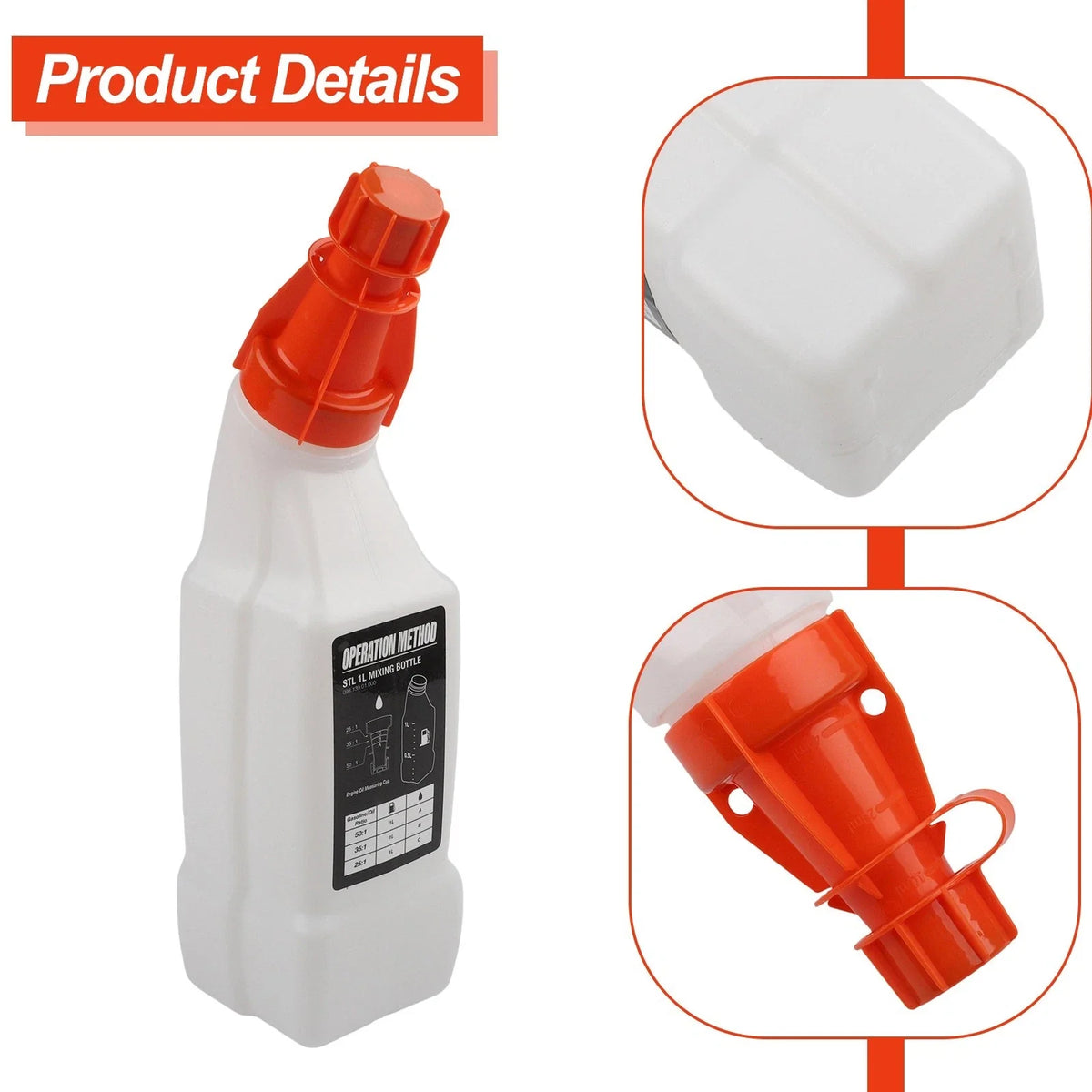 1L Fuel and Oil Mixing Bottle for Garden Equipment (2-Pack)