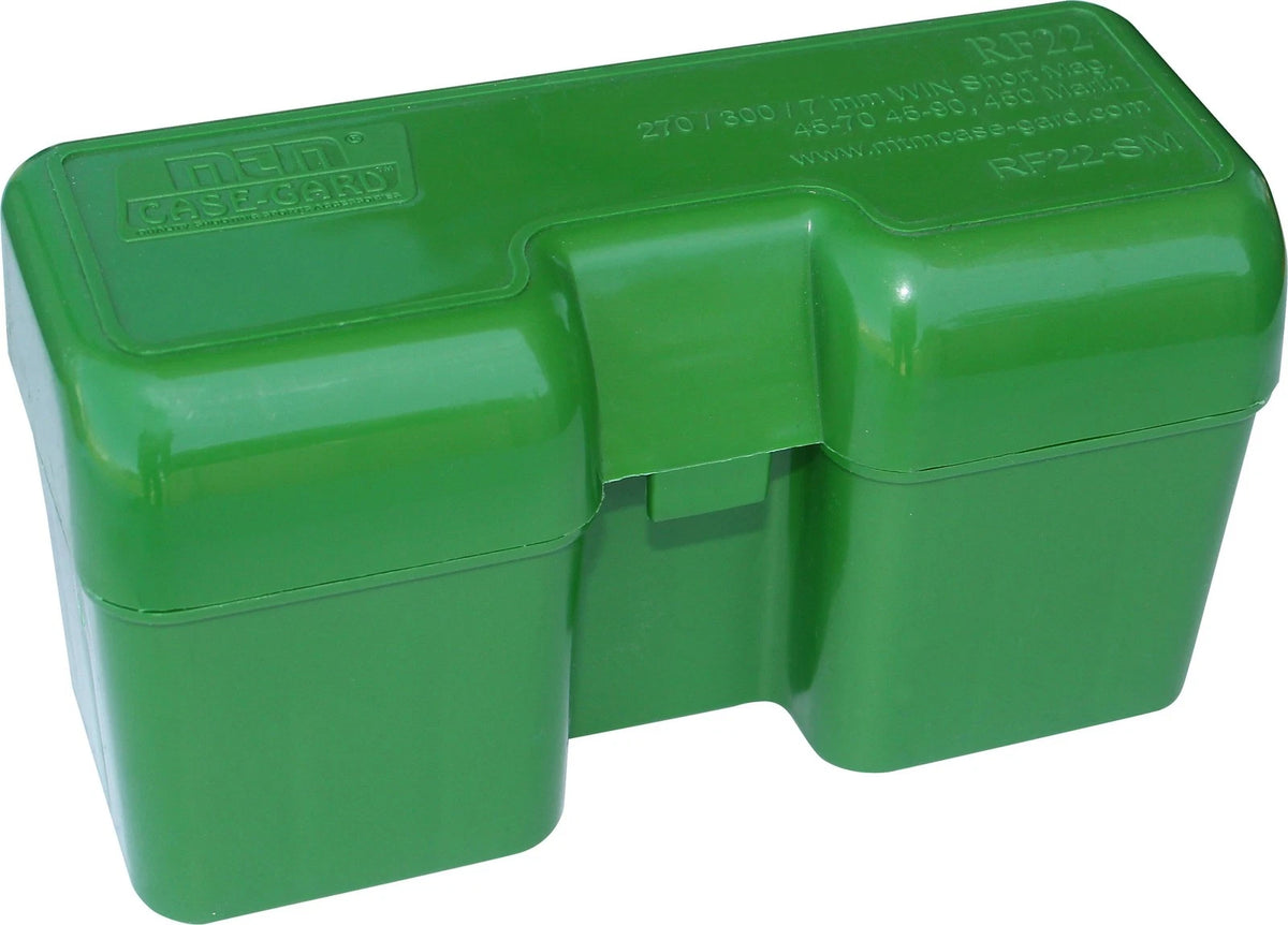MTM 22 Round Flip-Top Ammo Box for Rifle (300-375) - Green