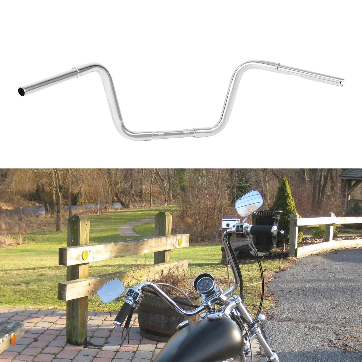 10" Rise Ape Hanger Handlebar for Harley Sportster XL, FLST, FXST (Fits 1 1/4")