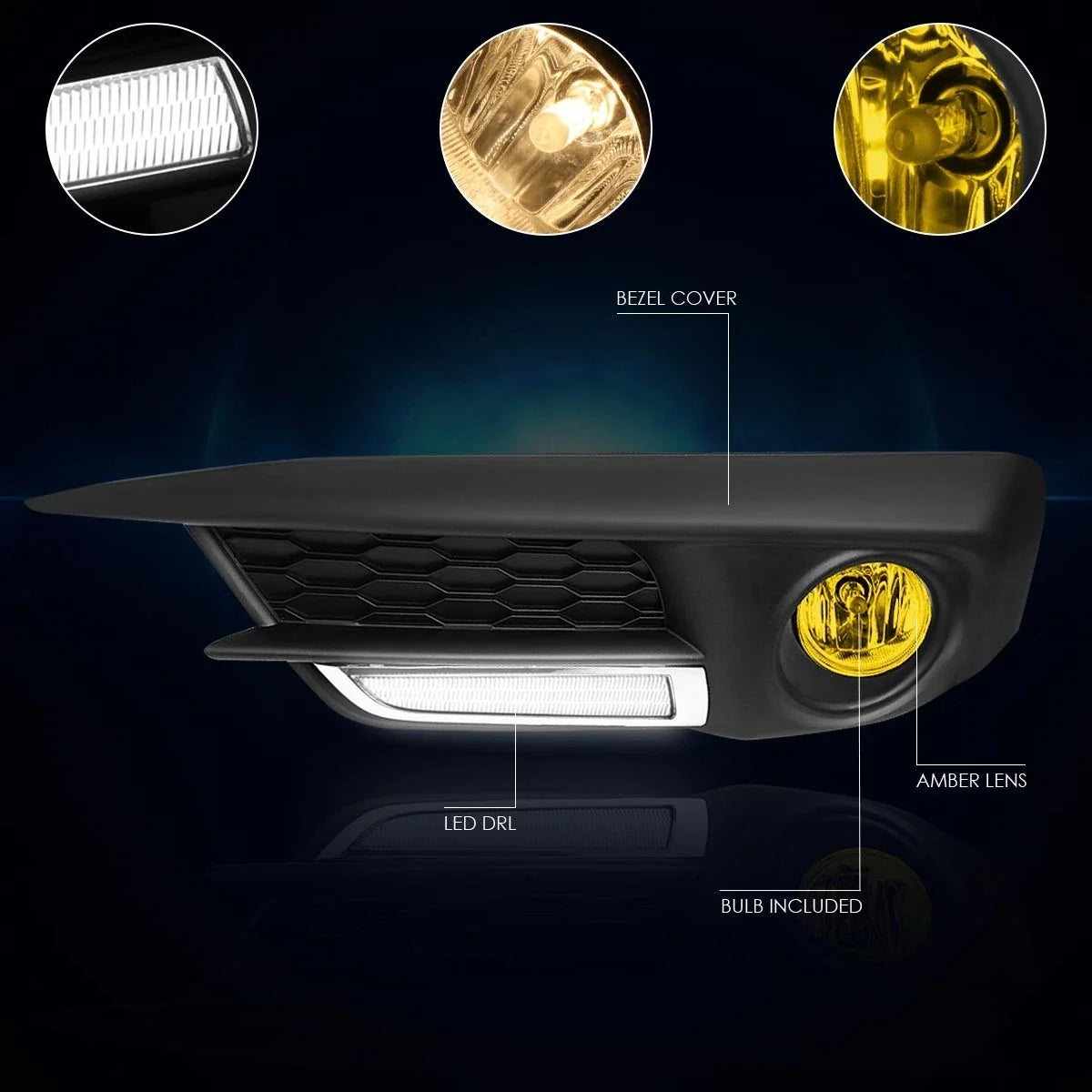 LED DRL Bar Fog Lights for Honda Civic FC/FK (2016–2017) + Wiring + Switch