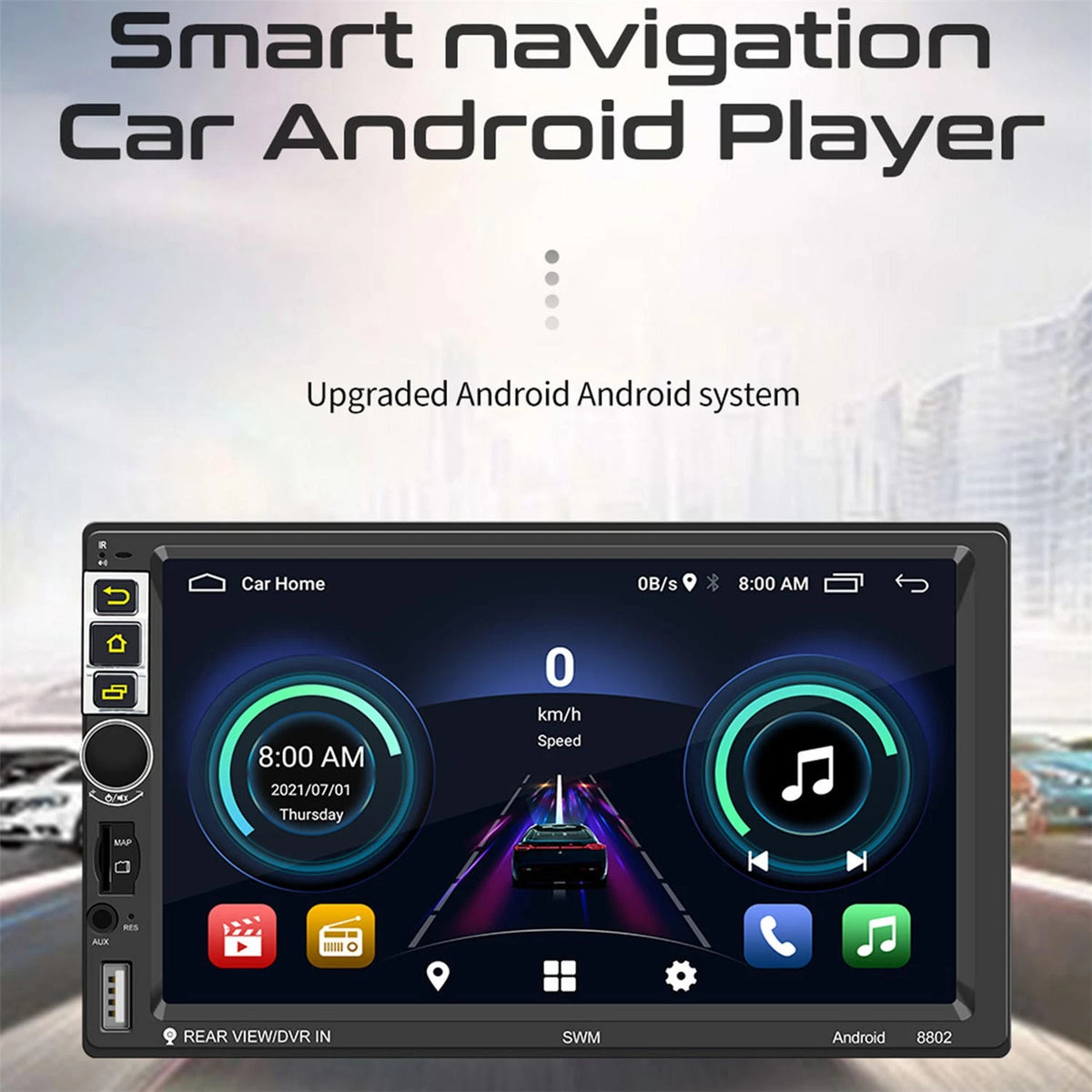 7-Inch Android 10.1 Car Radio for Universal Fit (2-Din, Bluetooth, WIFI)