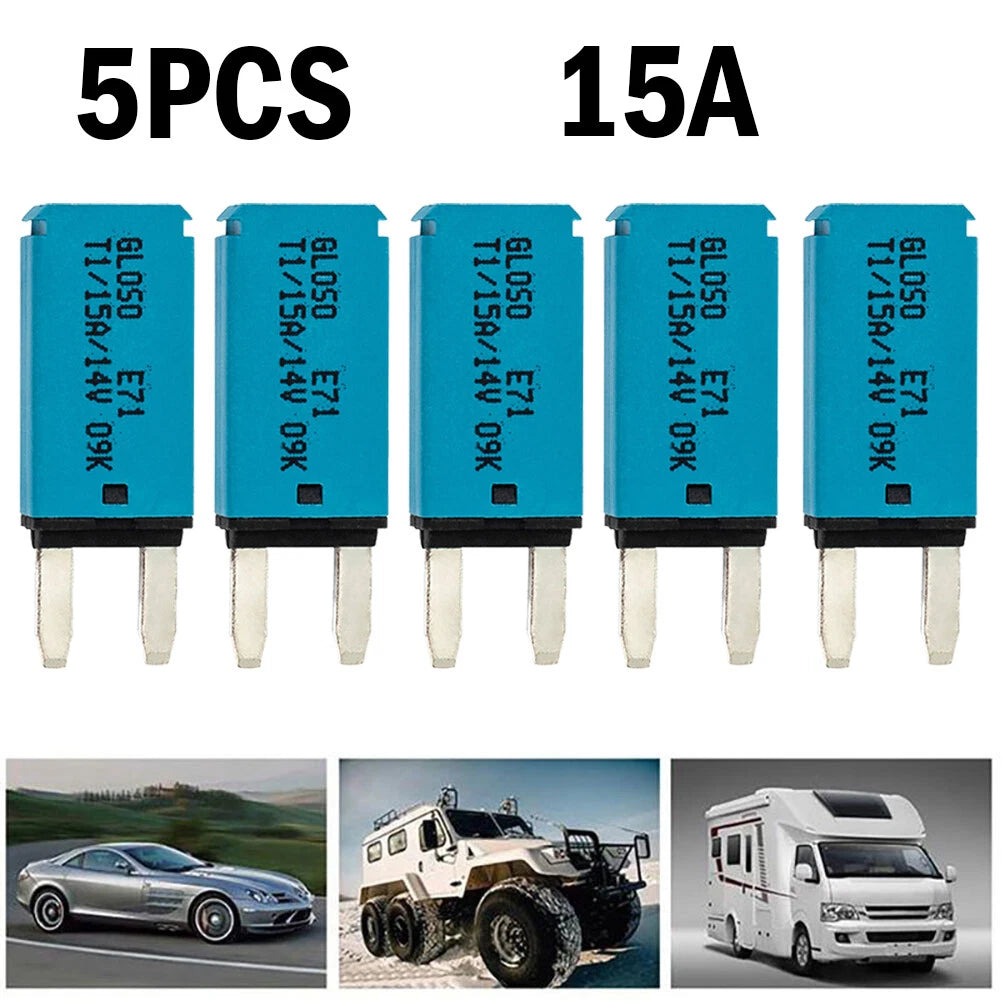 5PC Mini ATM Manual Reset Circuit Breaker Blade Fuse for Car Boat Truck 12V-24V