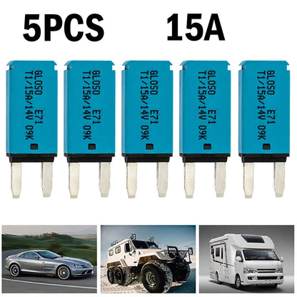 5PC Mini ATM Manual Reset Circuit Breaker Blade Fuse for Car Boat Truck 12V-24V