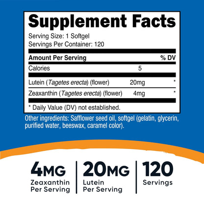 Zeaxanthin with Lutein 20mg Softgels (120 Count)