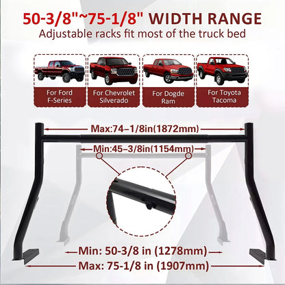 Adjustable Pickup Truck Bed Ladder Cargo Rack for Trucks (800lbs Capacity)