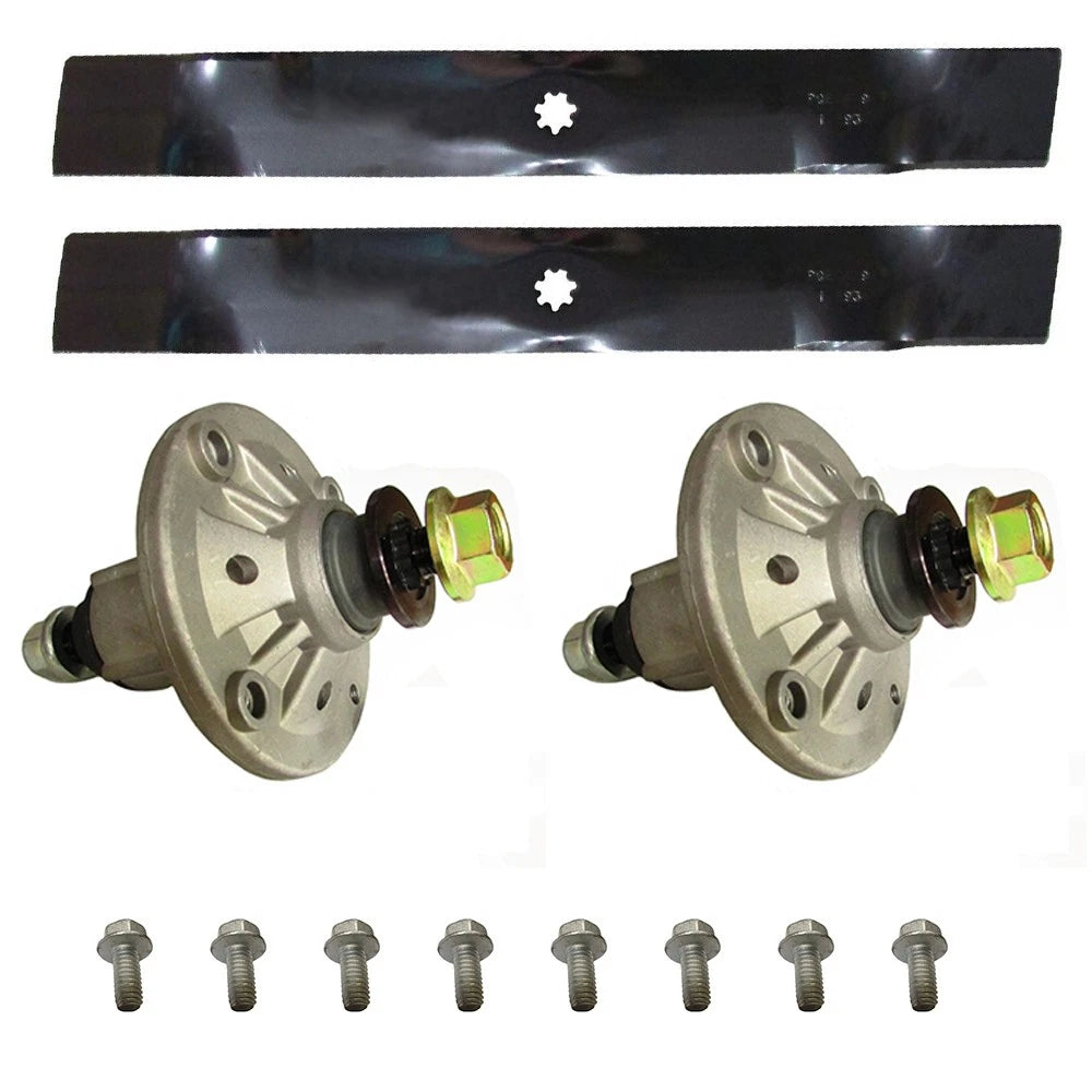 2X Spindle Assemblies & Blades for John Deere 42" (AM137328, GX21694)