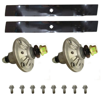 2X Spindle Assemblies & Blades for John Deere 42" (AM137328, GX21694)