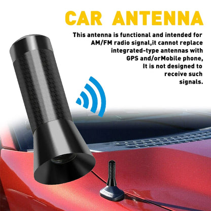 1.4" Short Black Real Carbon Fiber AM/FM Radio Antenna for