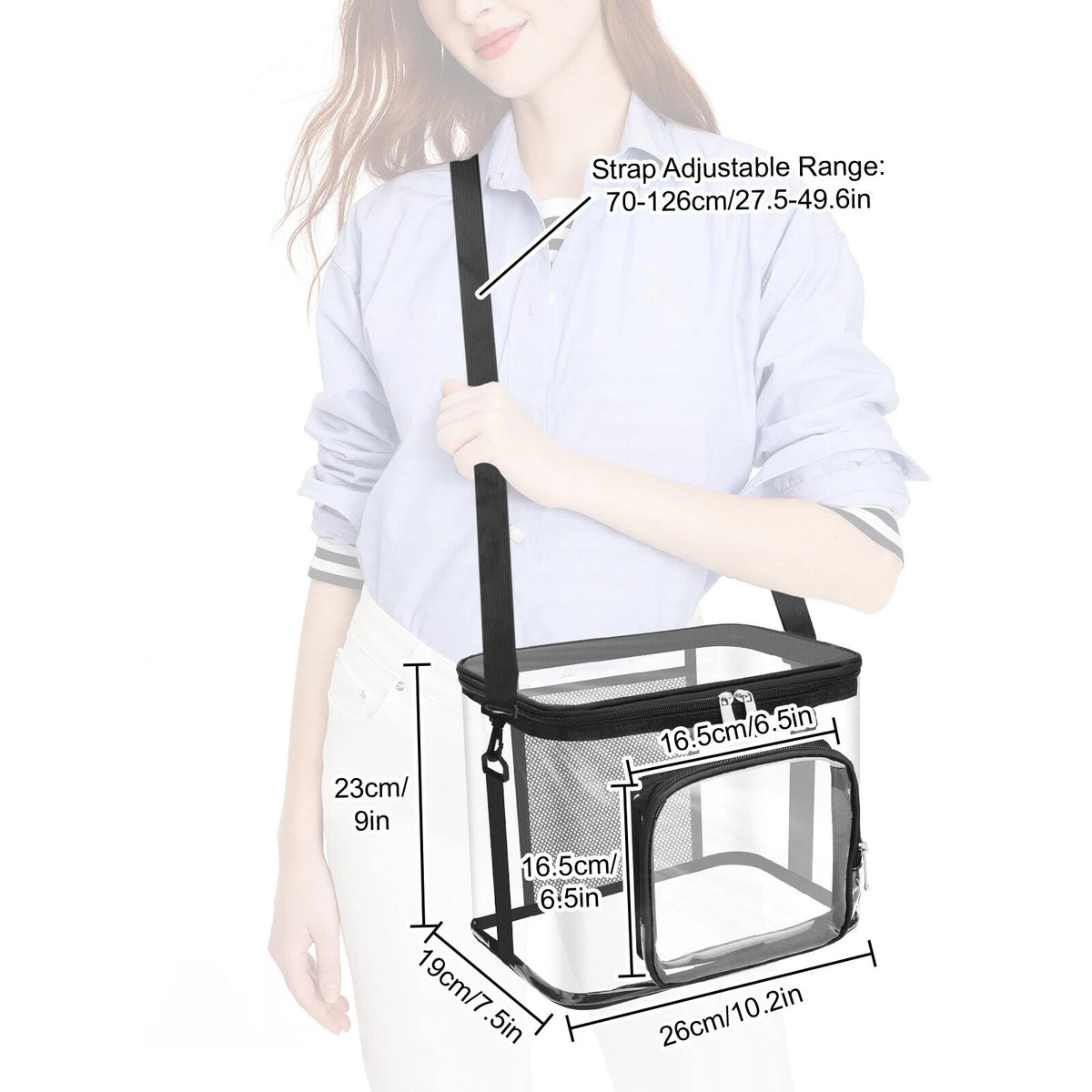 Large Transparent PVC Travel Tote Bag with Adjustable Shoulder Strap