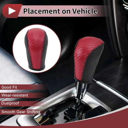 1 Pc Gear Shift Knob Cover for Subaru Forester (2006–2012) Red Faux Leather