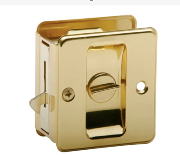 2.75" x 2.5" Solid Brass Square Privacy Pocket Door Lock for (S54)