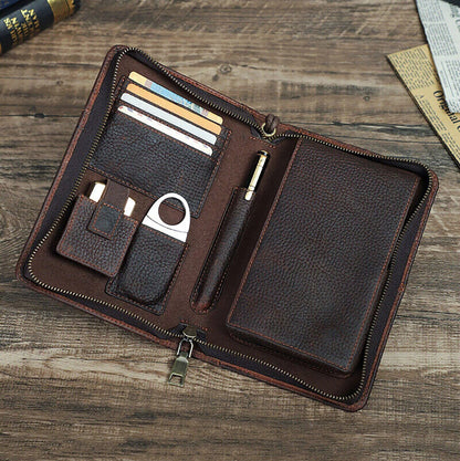 Genuine Leather Cigar Case Travel Humidor Set with Lighter and Cutter