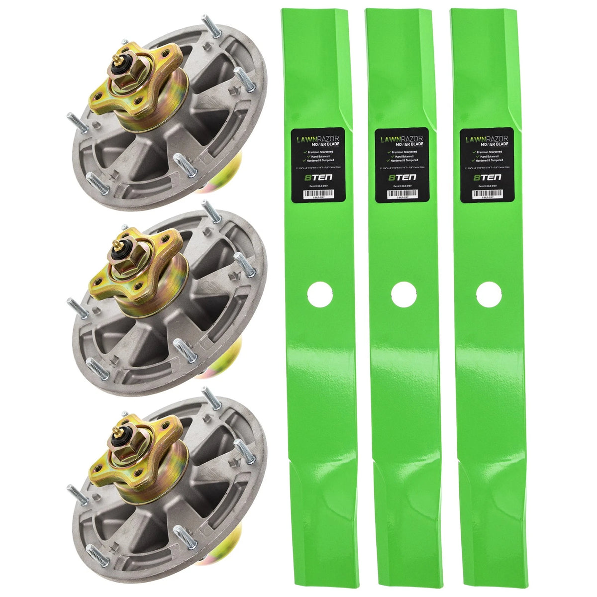 8TEN Spindle Medium Lift Blade Kit for John Deere Z520A Z720A Z820A (M128485, M131958, M144196)