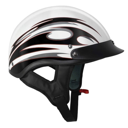 Flat White Motorcycle Half Helmet for Cruiser Style (XXL)