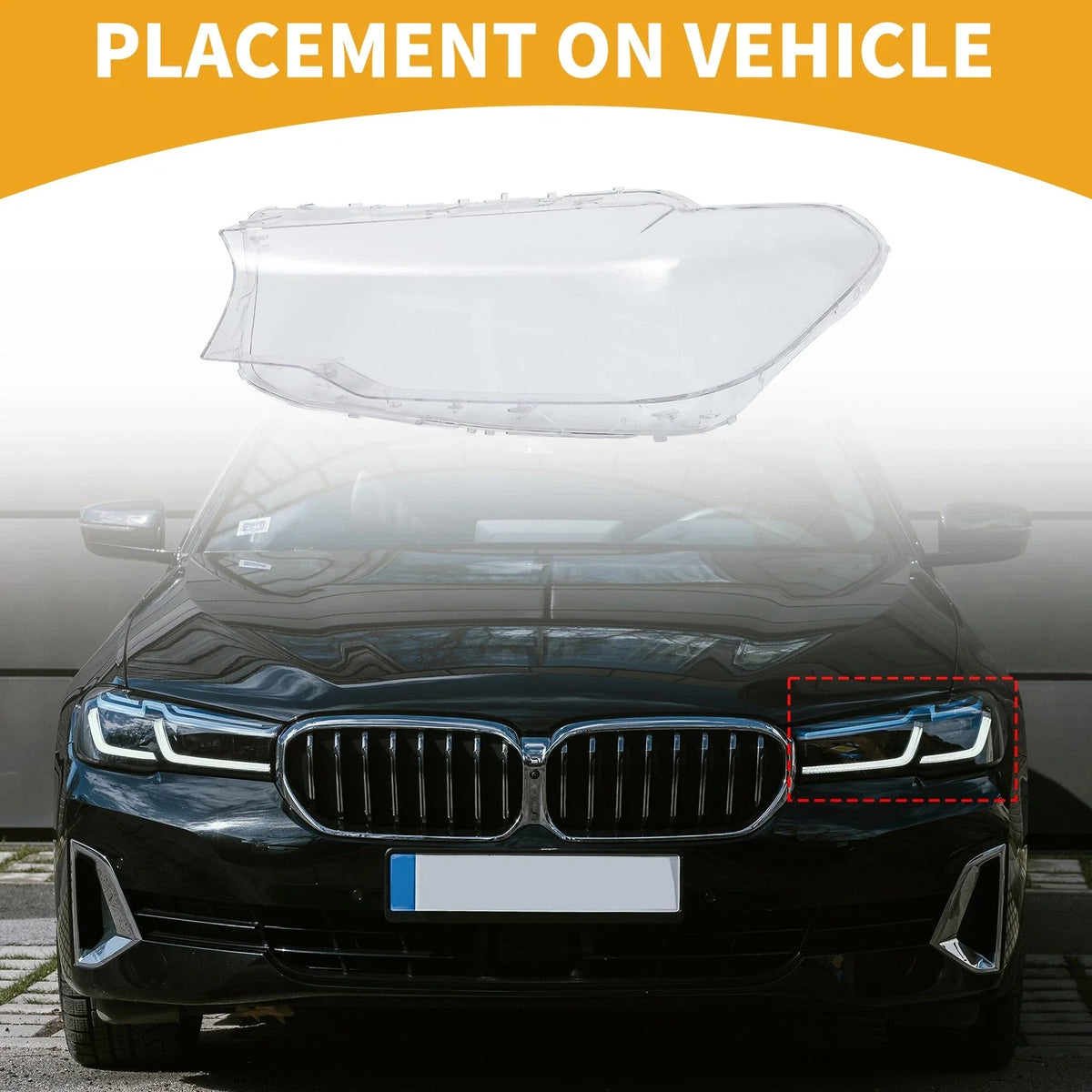 1 Pc Headlight Lens Cover for BMW 5 Series (2017–2018) No. 63117214961