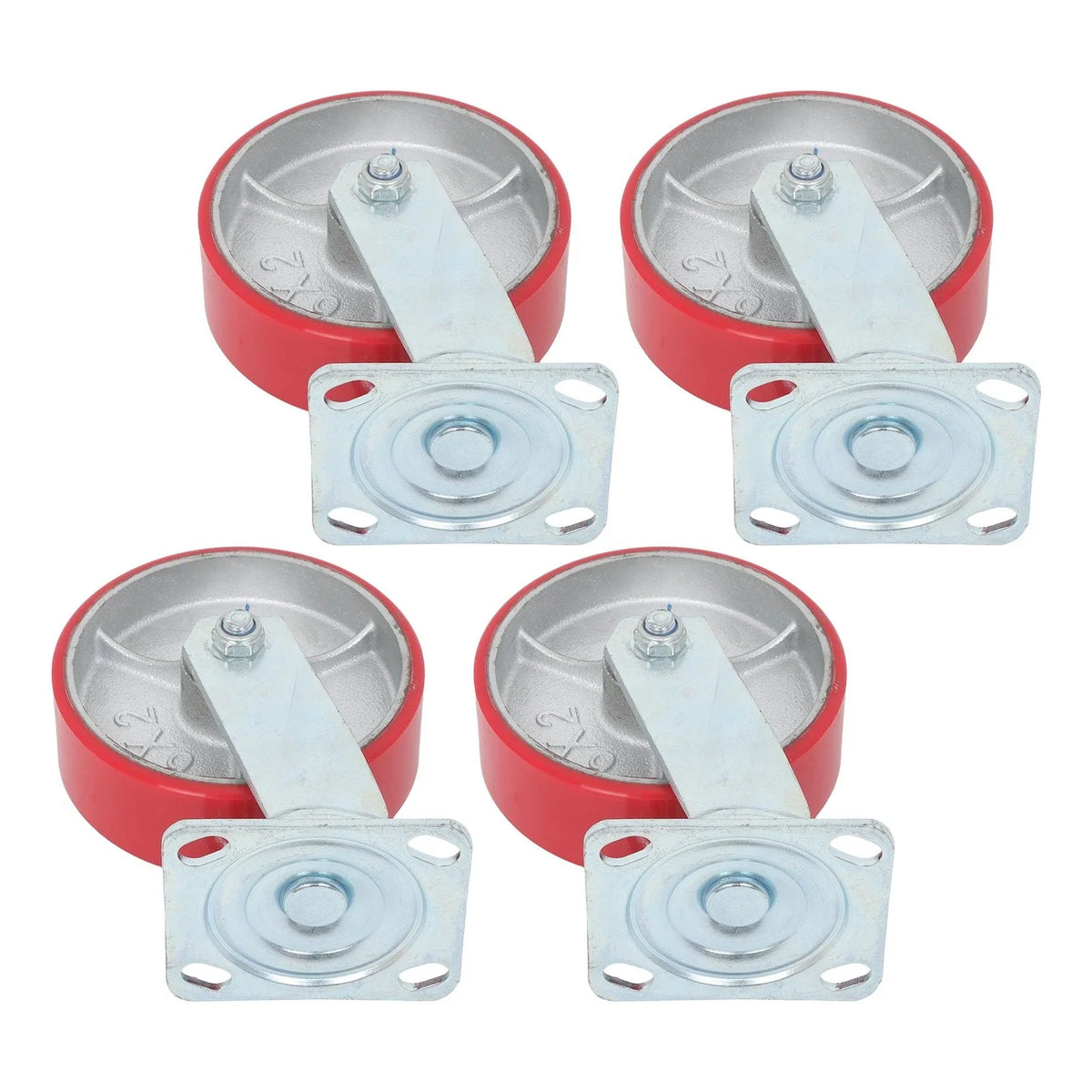 Set of 4 Swivel Caster Wheels 6" × 2" Polyurethane 4800Lbs Capacity